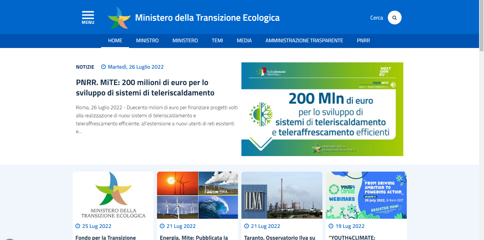 Newsletter Ministero dell’Ambiente